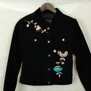 Brandon Thomas Embroidered Suede Leather Jacket M